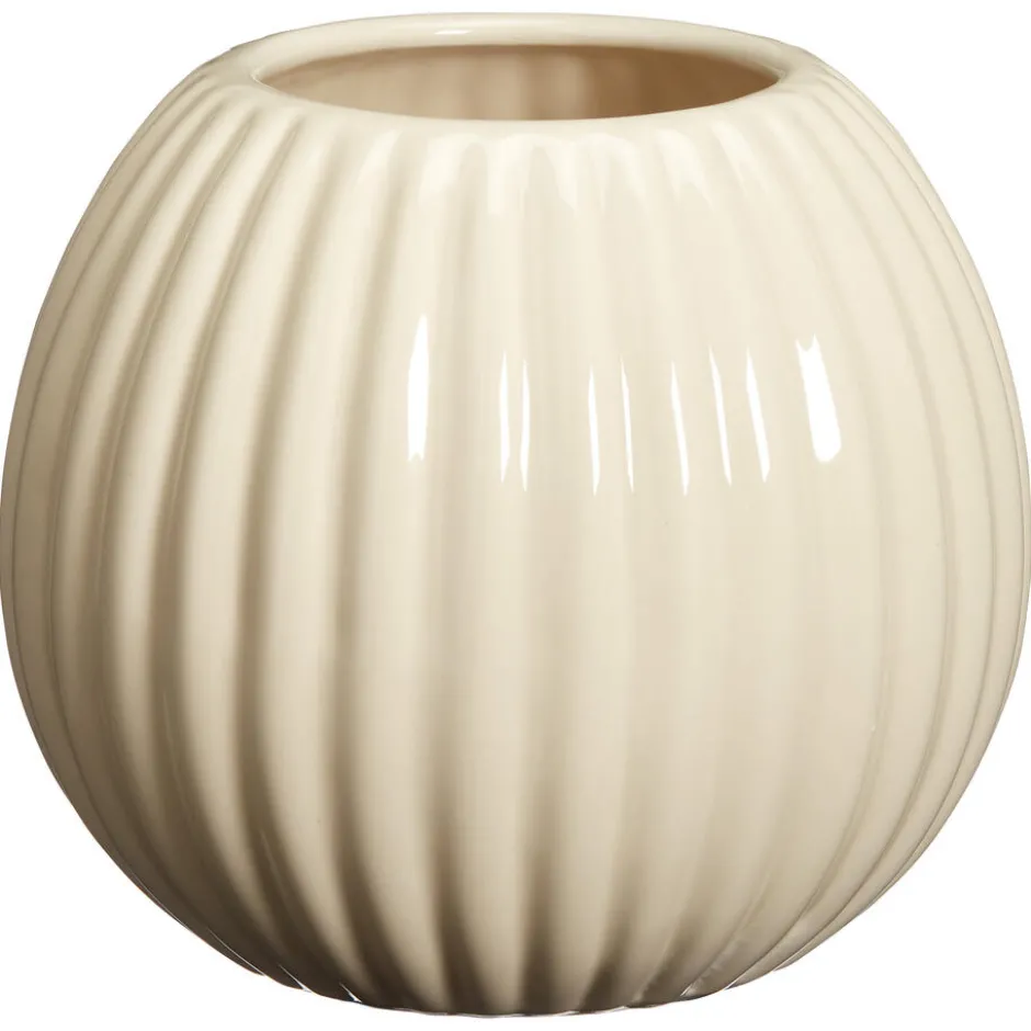 Bloempot Ribbel Off-White 15x13 Cm|Kwantum Outlet