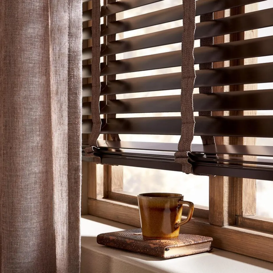 Fenstr Houten Jaloezie Harm Bruin 50mm|Kwantum Discount