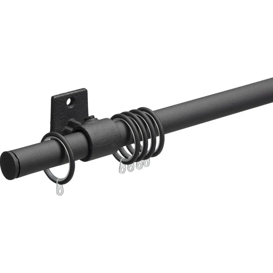 Gordijnroede 160 Cm Mat Zwart Staal - Ø28mm|Kwantum Online