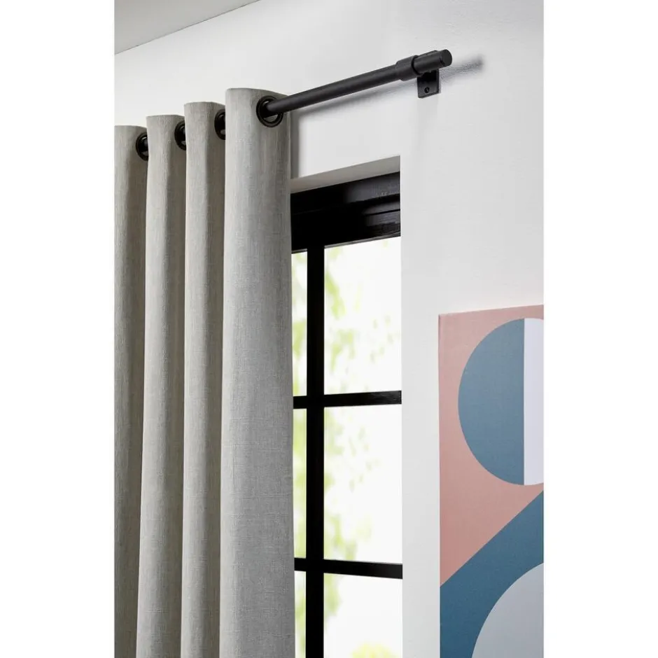 Gordijnroede 160 Cm Mat Zwart Staal - Ø28mm|Kwantum Online