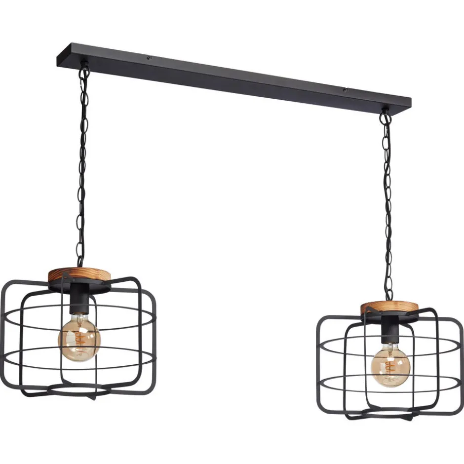 Hanglamp Wood 2-Lichts Zwart|Kwantum Best