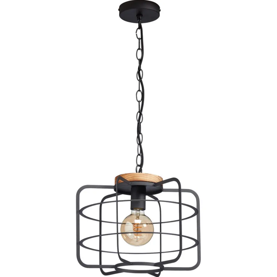 Hanglamp Wood 1-Lichts Zwart|Kwantum Sale