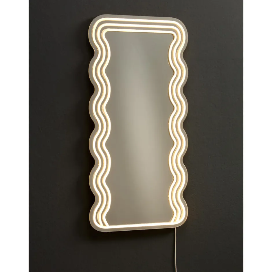 Spiegel Met Verlichting - Wave - Neon - Warm Wit - 70x35 Cm|Kwantum Clearance
