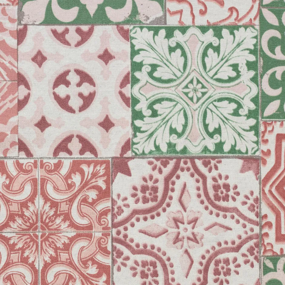 Stof Portia Groen/Rood|Kwantum Clearance